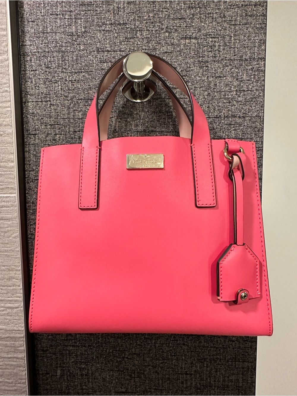 kate spade Hot Pink Leather Satchel with Tag Accent
